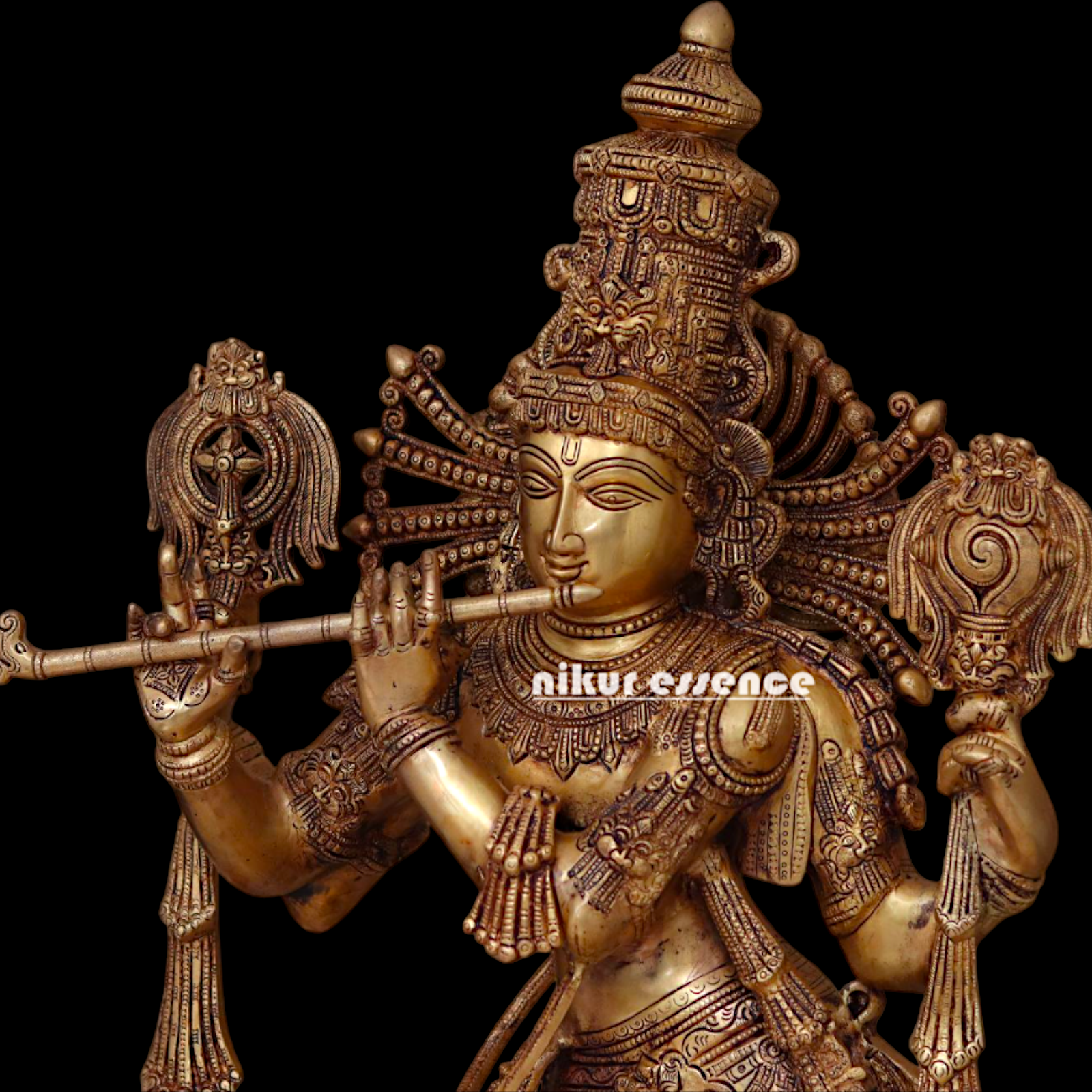 Big Krishna Standing Playing Flute Pital ki Murti - 41 inches