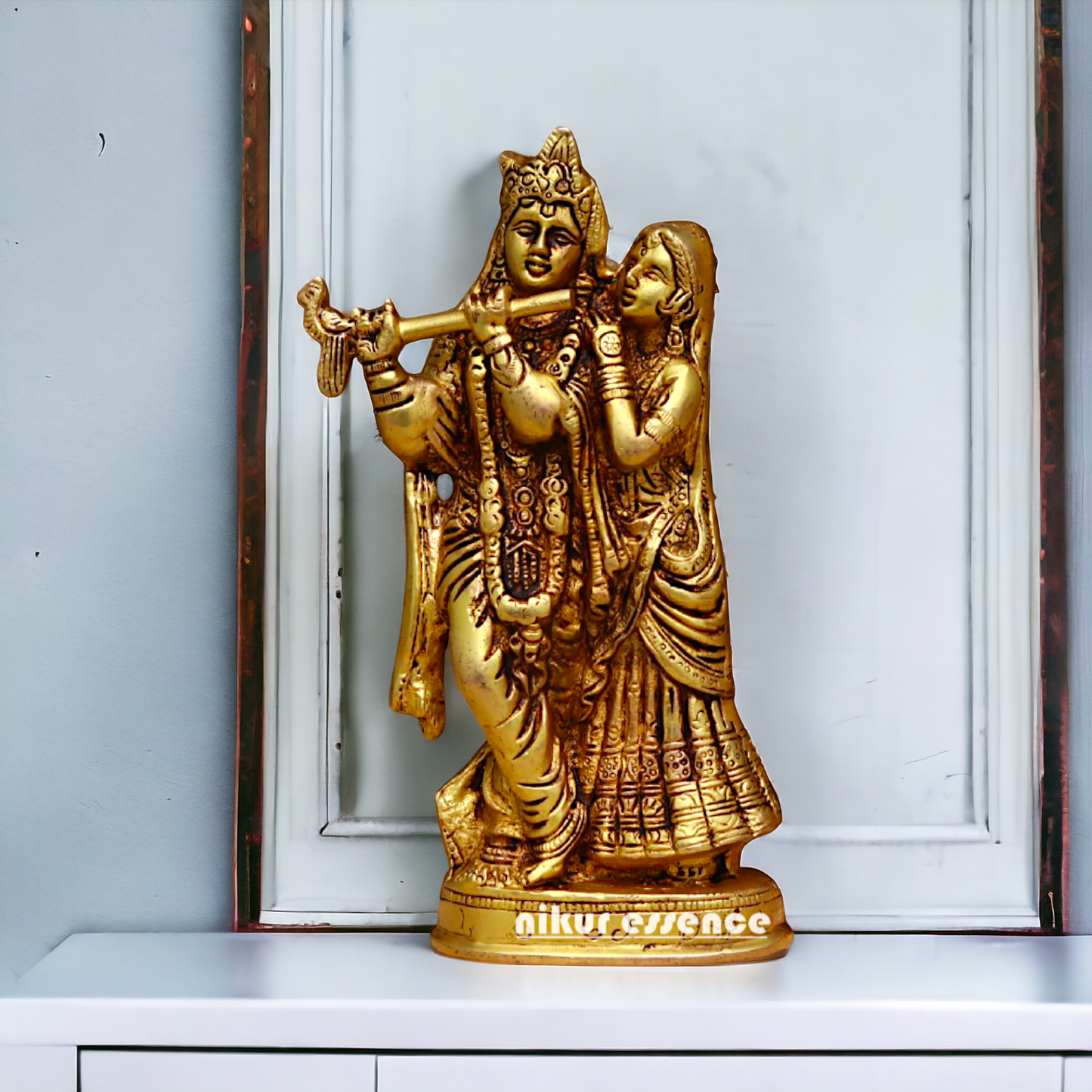 Brass Radha Krishna standing Pital idol - 8 inches