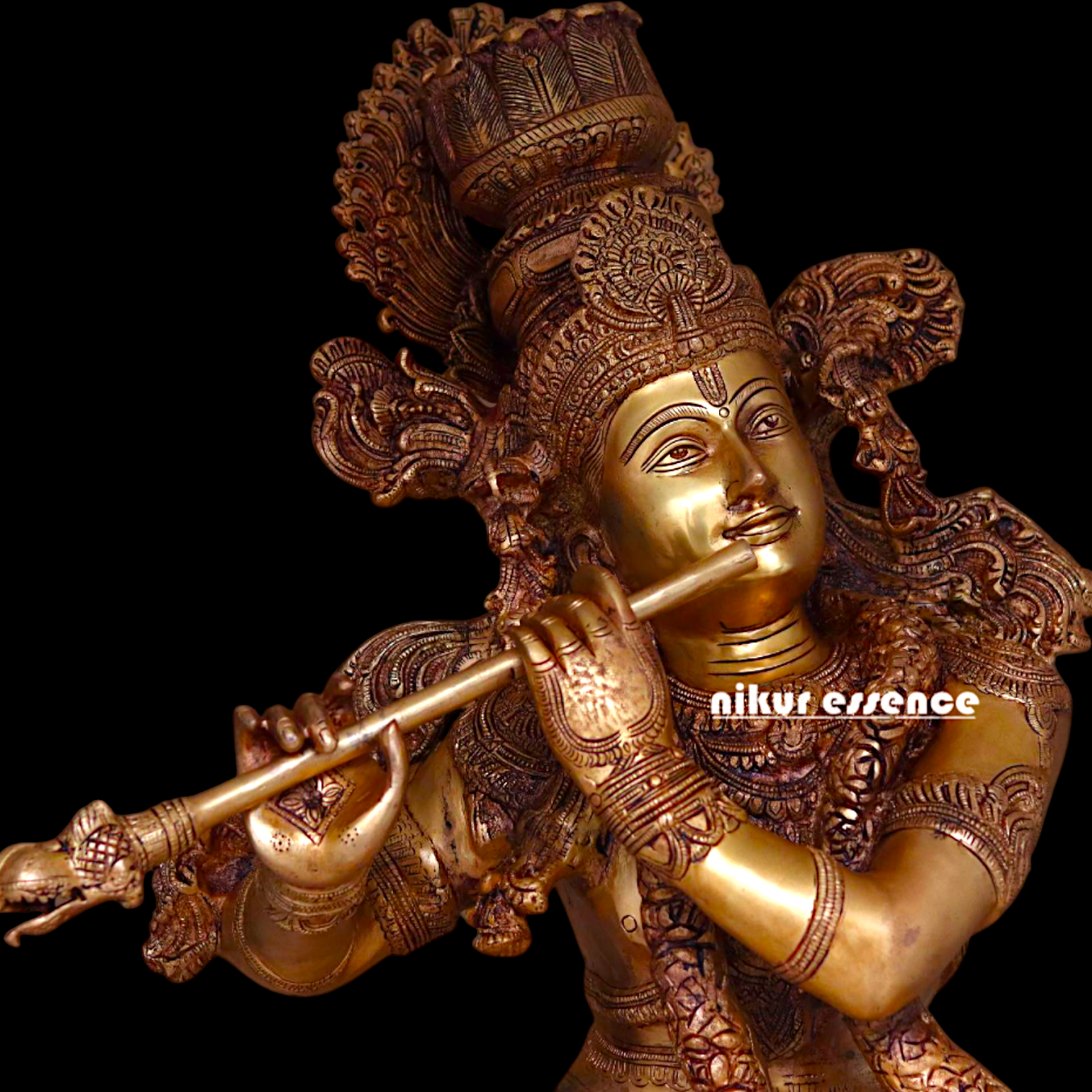 Pital Krishna Standing with Playing Flute Brass Big statue - 46 inches