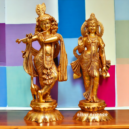 Solid Brass Radha Krishna couple idol - 27 inches