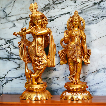 Solid Brass Radha Krishna couple idol - 27 inches