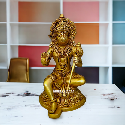 Superfine Brass Hanuman Sitting statue- 8 inches