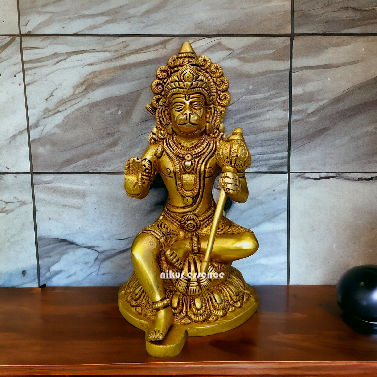 Superfine Brass Hanuman Sitting statue- 8 inches