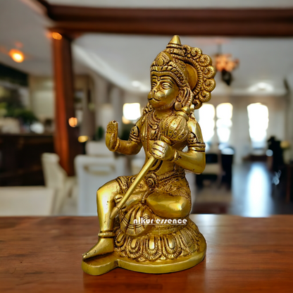 Superfine Brass Hanuman Sitting statue- 8 inches