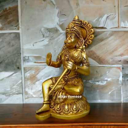 Superfine Brass Hanuman Sitting statue- 8 inches