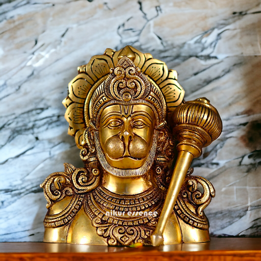 Pital Hanuman Bajarangbali ji with Gada brass idol - 8 inches