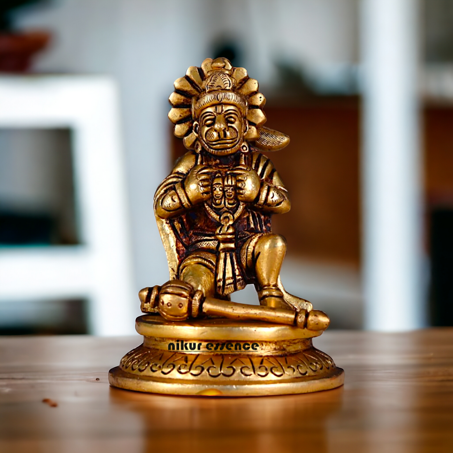 Hanuman ji with Ram Sita Brass idol - 4 inches