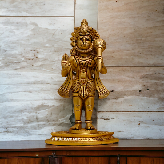 Pital Hanuman ji Standing with Gada brass idol - 9 inches