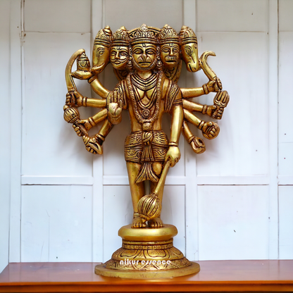 Pital Hanuman Panchmukhi Brass idol - 11.7 inches