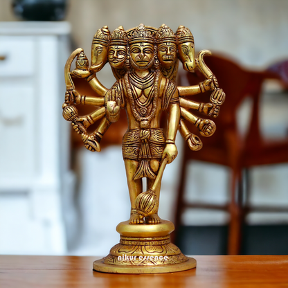 Pital Hanuman Panchmukhi Brass idol - 11.7 inches