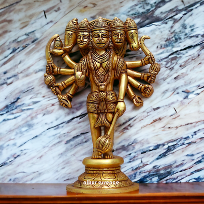 Pital Hanuman Panchmukhi Brass idol - 11.7 inches