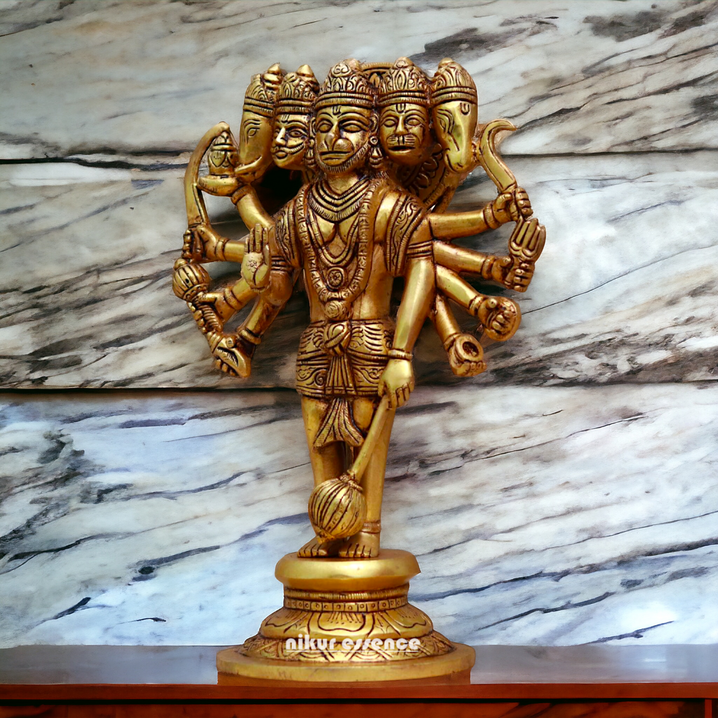 Pital Hanuman Panchmukhi Brass idol - 11.7 inches