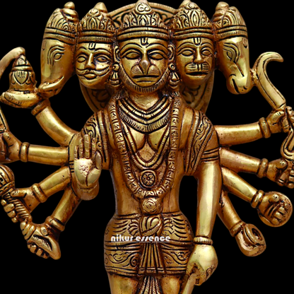 Pital Hanuman Panchmukhi Brass idol - 11.7 inches