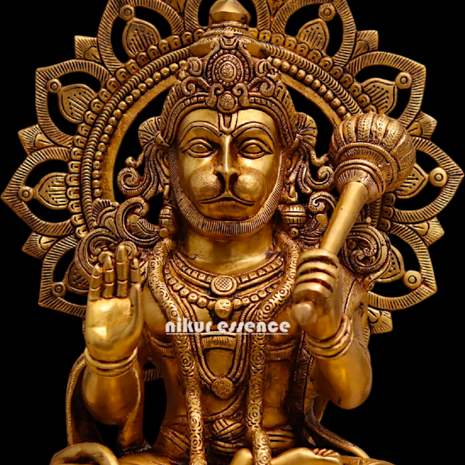 Pital Hanuman ji Sitting with Gada brass idol - 18 Inches