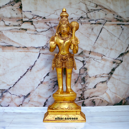 Superfine Brass Hanuman ji Bajrangbali Standing with Gada idol - 16 Inches