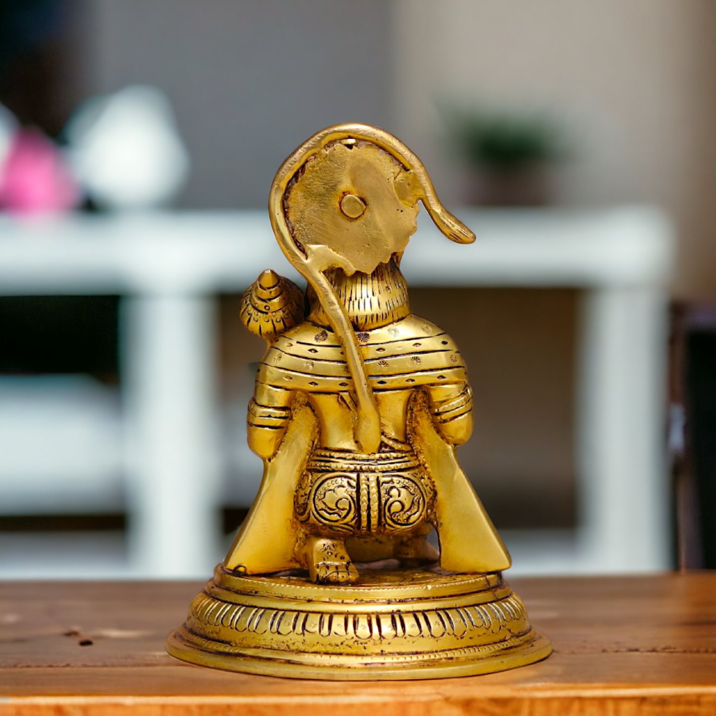 Pital Hanuman ji Bajrangbali Sitting with Gada Brass ki Murti - 7 Inches