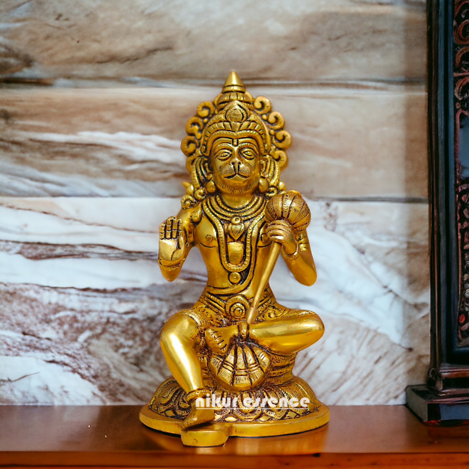 Hanuman ji Meditation Sitting Pure Brass idol - 7.7 Inches