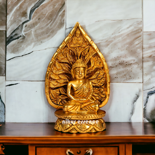 Pure Brass leaf Buddha Statue - 6 Inches Nikuressence