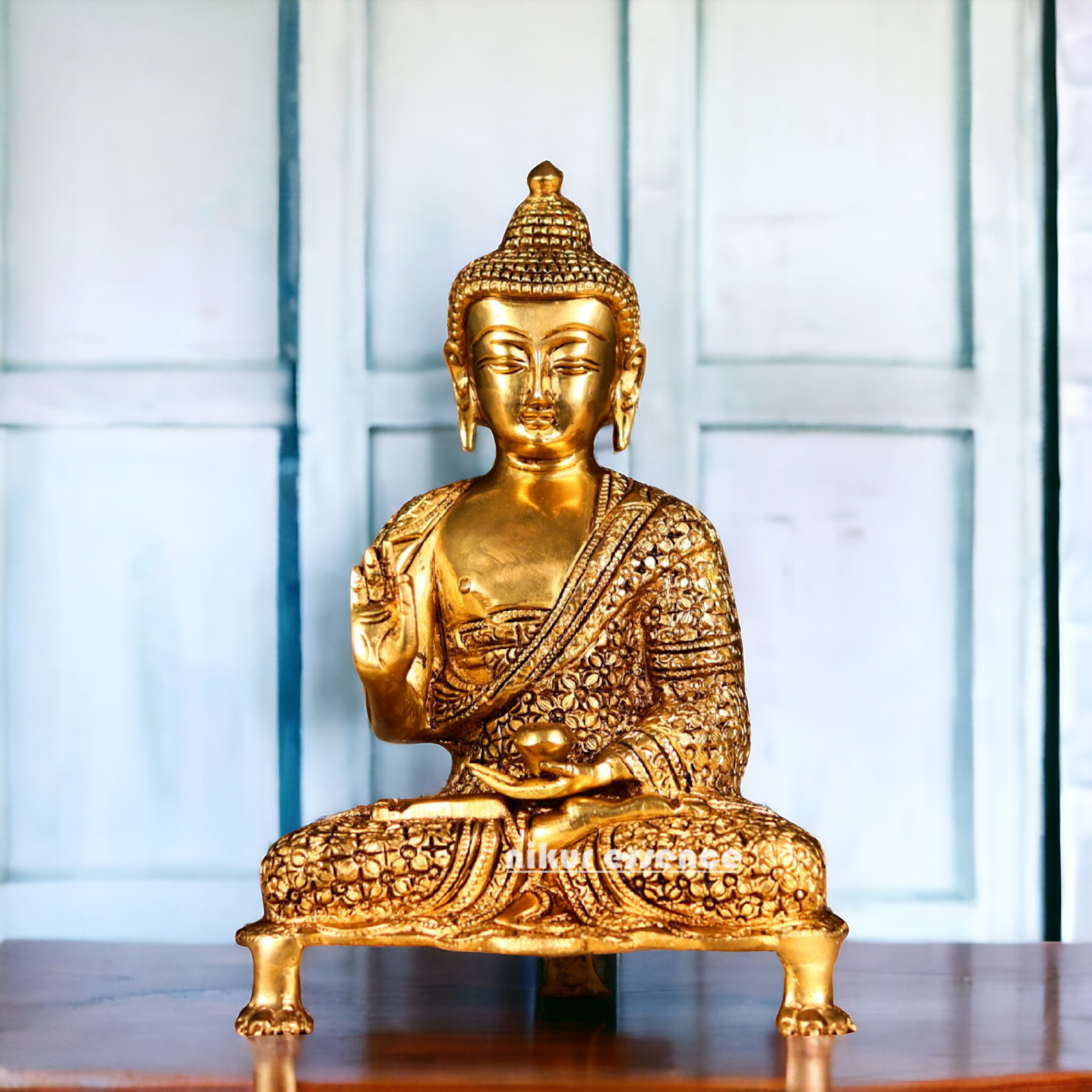 Pital Buddha Sitting with meditation Brass idol - 9 Inches