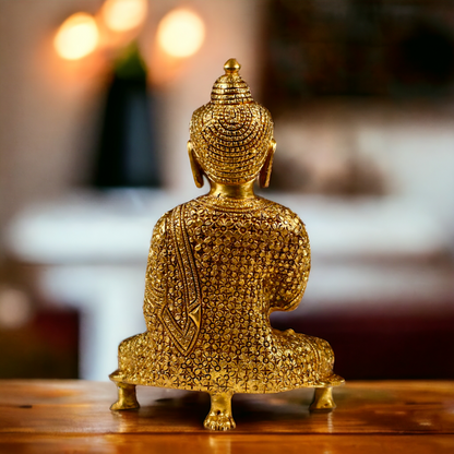 Pital Buddha Sitting with meditation Brass idol - 9 Inches