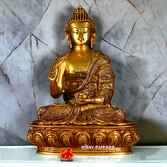 Large Buddha Sitting Brass idol - 16.5 inches