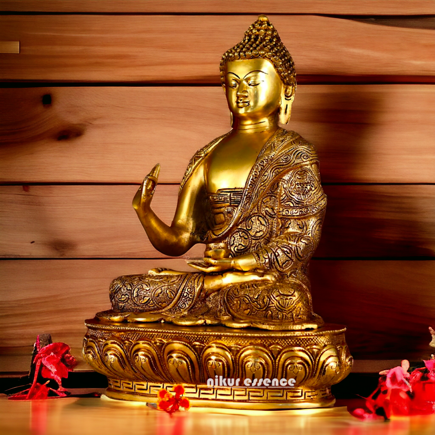 Large Buddha Sitting Brass idol - 16.5 inches