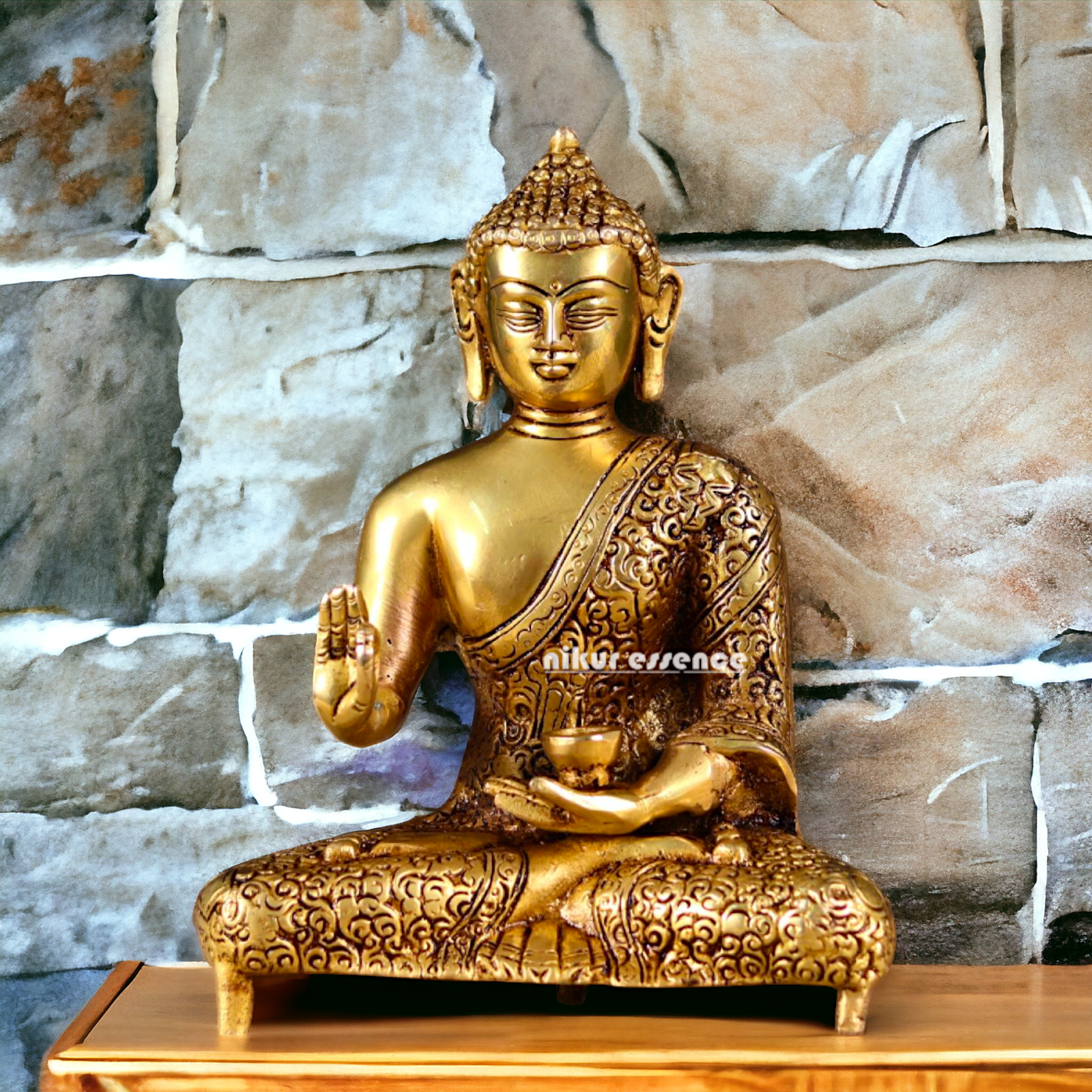 Pure Brass Buddha Sitting with meditation statue - 8.5 inches