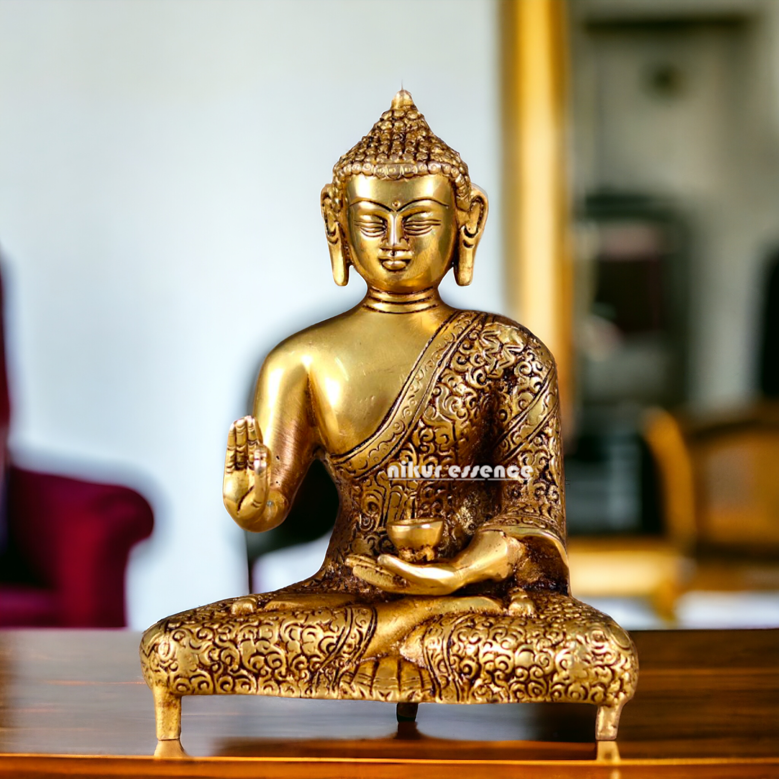 Pure Brass Buddha Sitting with meditation statue - 8.5 inches