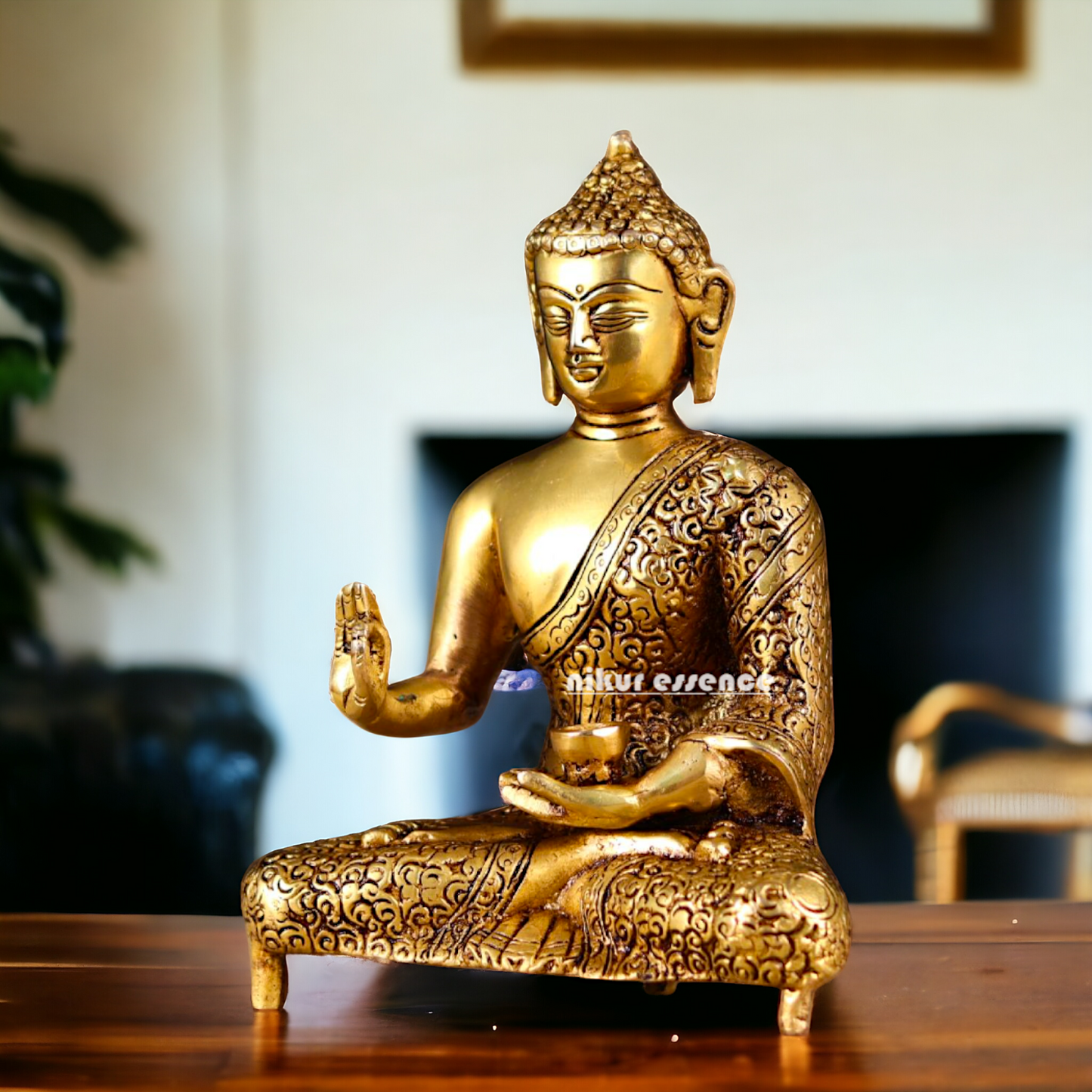 Pure Brass Buddha Sitting with meditation statue - 8.5 inches