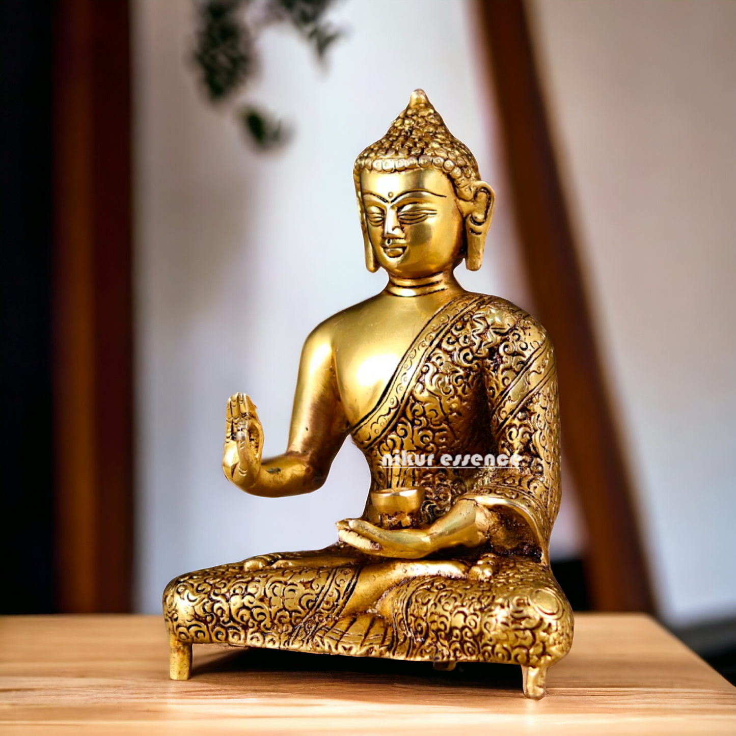 Pure Brass Buddha Sitting with meditation statue - 8.5 inches