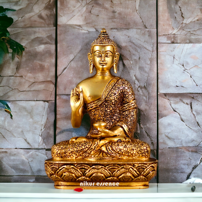 Superfine Brass Buddha Sitting statue - 8 inches