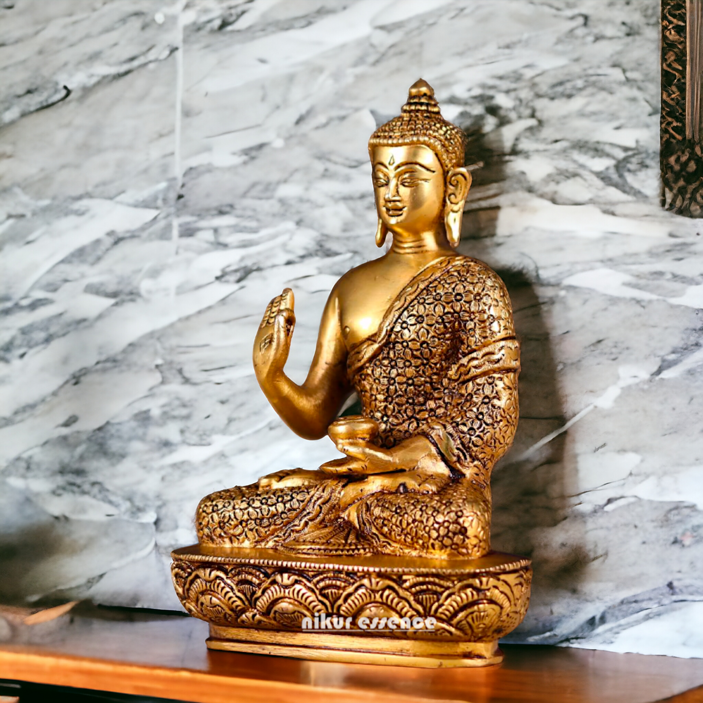 Superfine Brass Buddha Sitting statue - 8 inches