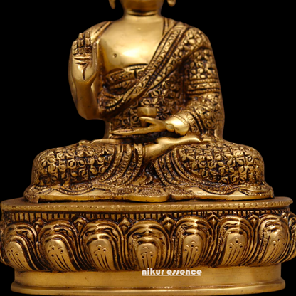 Solid Brass Buddha Sitting meditation idol - 9.5 inches