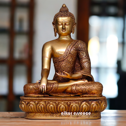 Antique Brass Buddha with Meditation statue - 23 inches