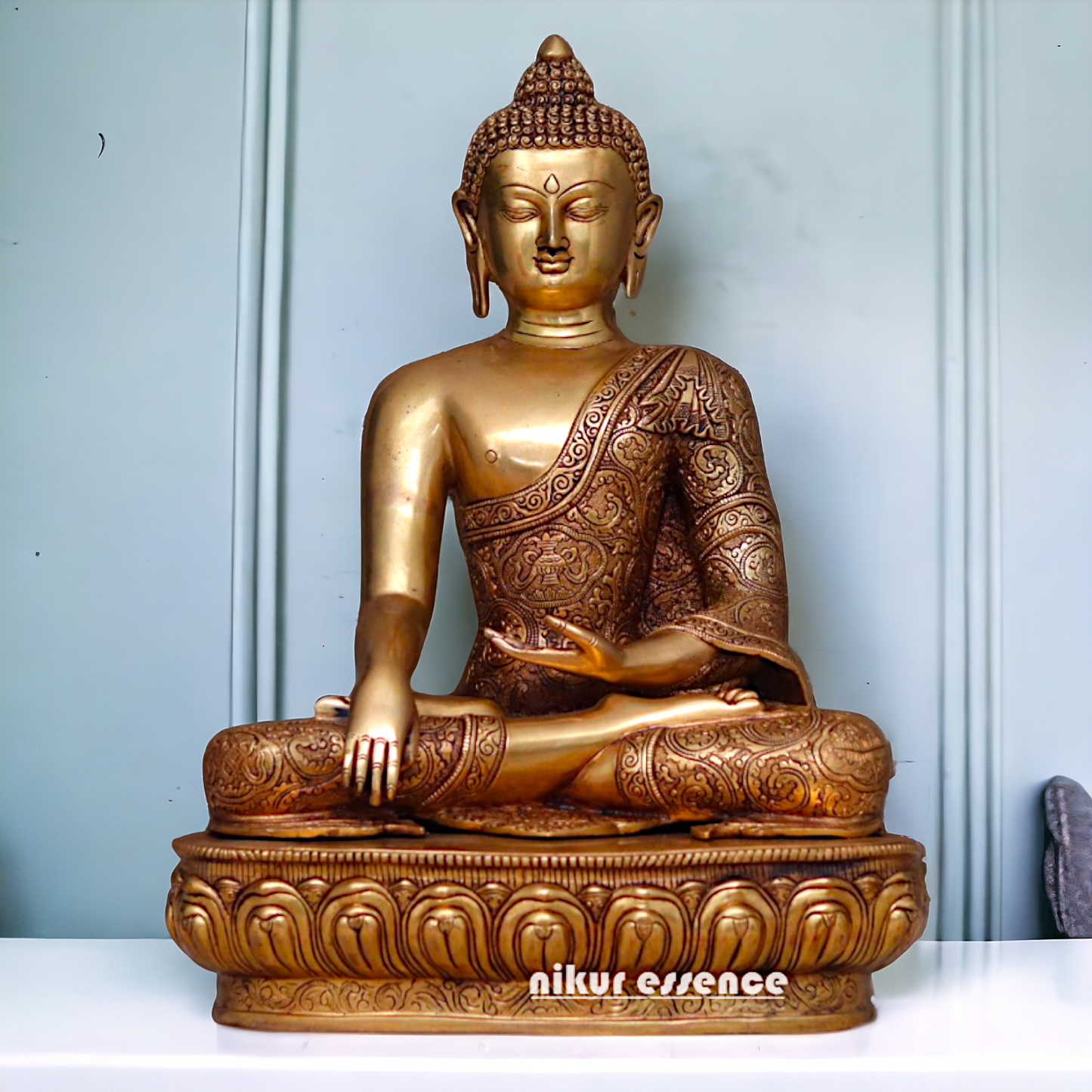 Antique Brass Buddha with Meditation statue - 23 inches