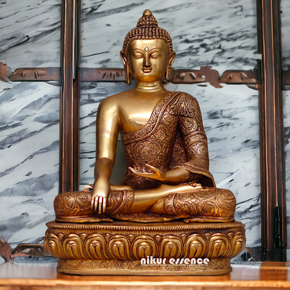 Antique Brass Buddha with Meditation statue - 23 inches