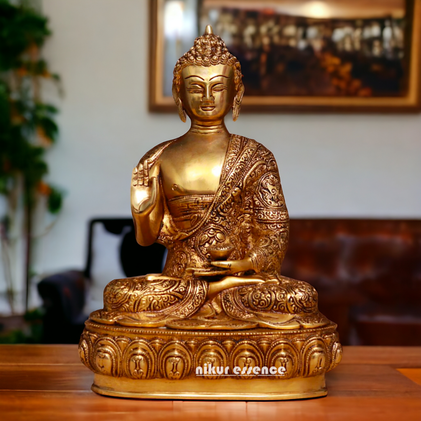 Buddha Sitting Pital Brass statue - 13.5 inches