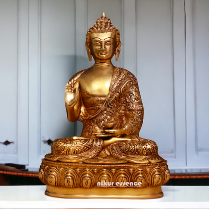 Buddha Sitting Pital Brass statue - 13.5 inches