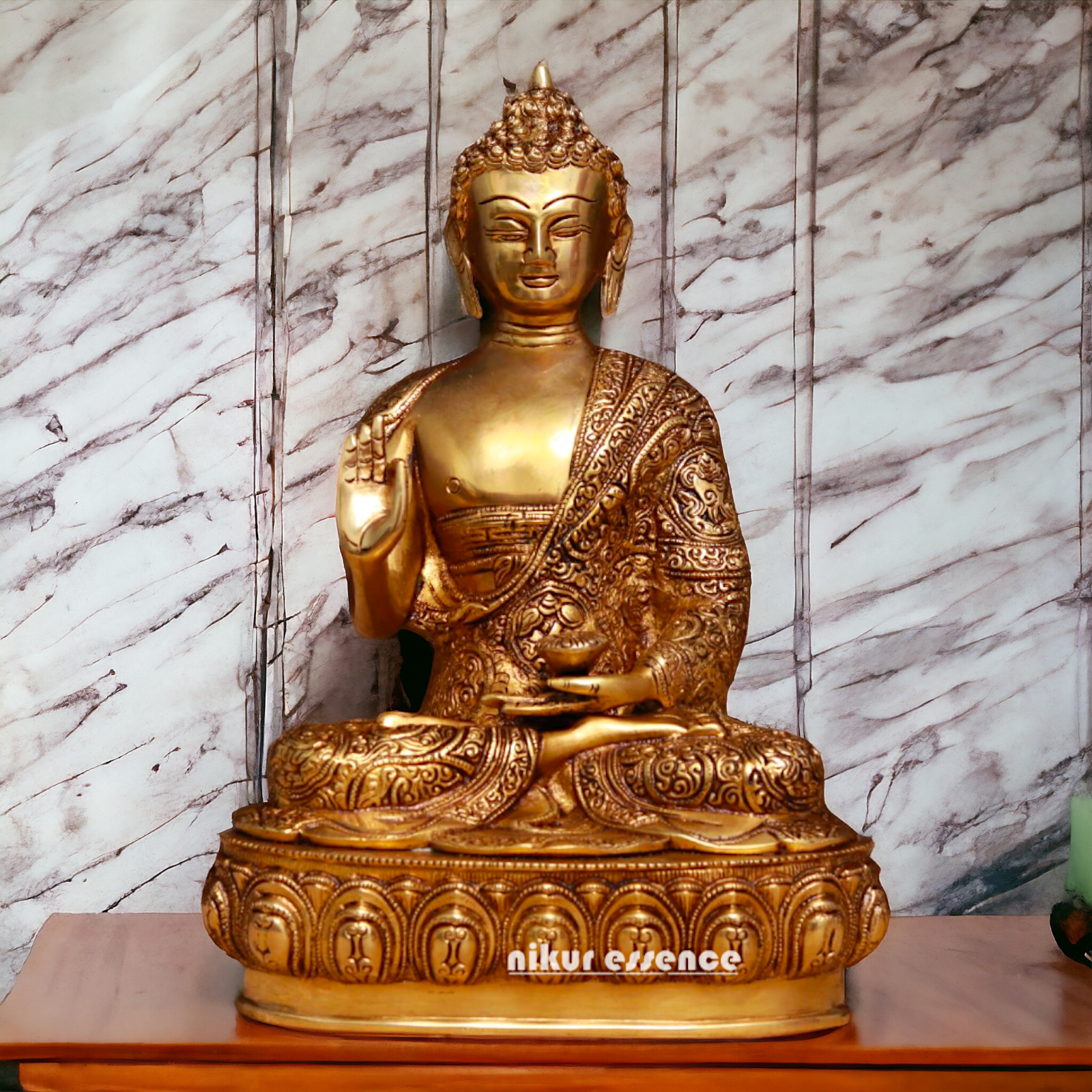 Buddha Sitting Pital Brass statue - 13.5 inches