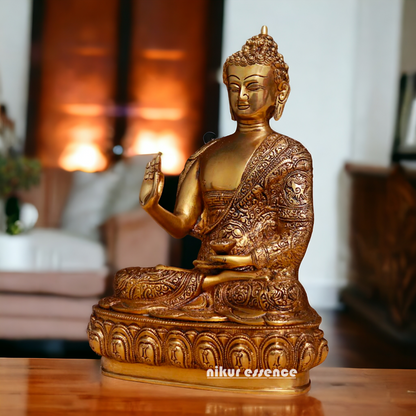 Buddha Sitting Pital Brass statue - 13.5 inches