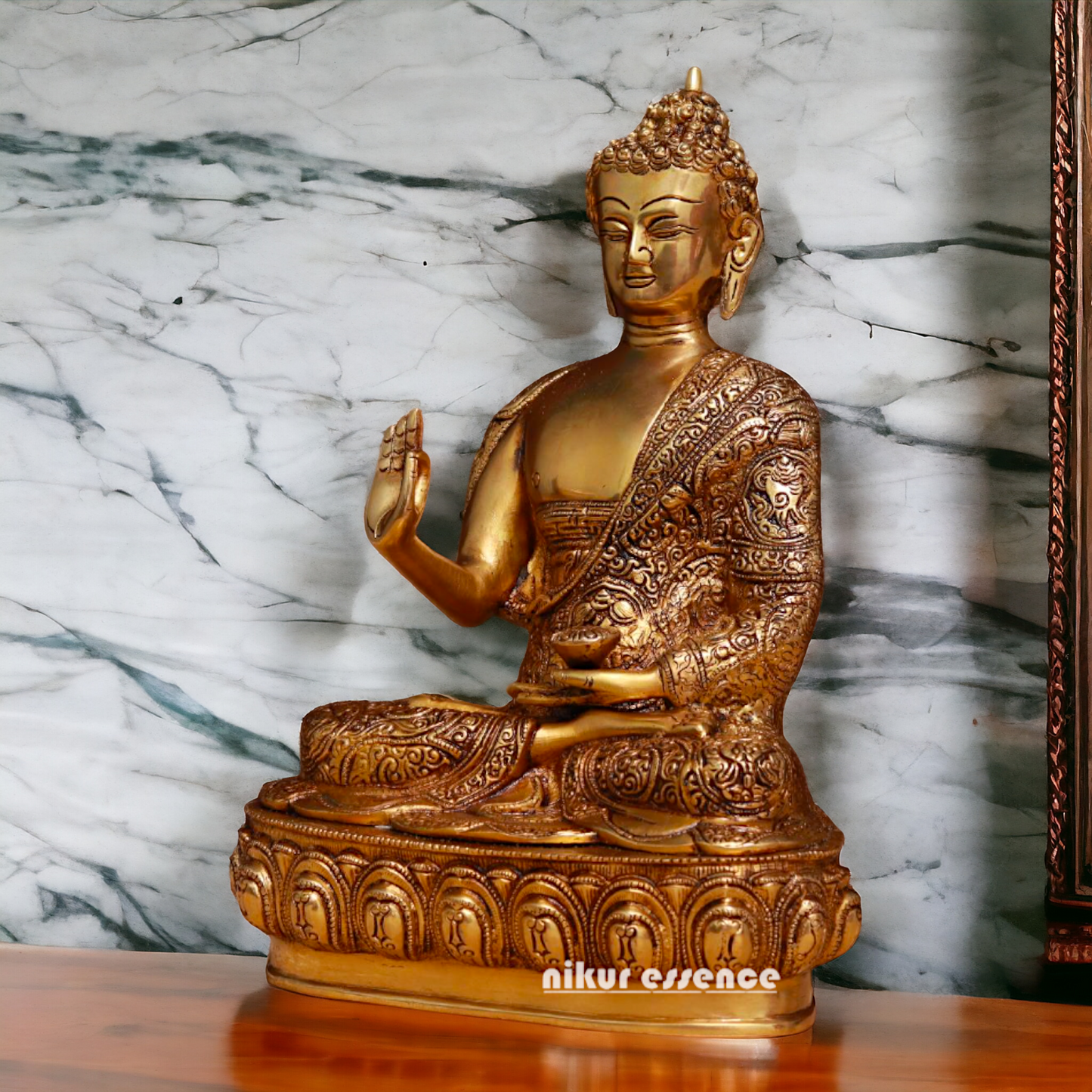 Buddha Sitting Pital Brass statue - 13.5 inches