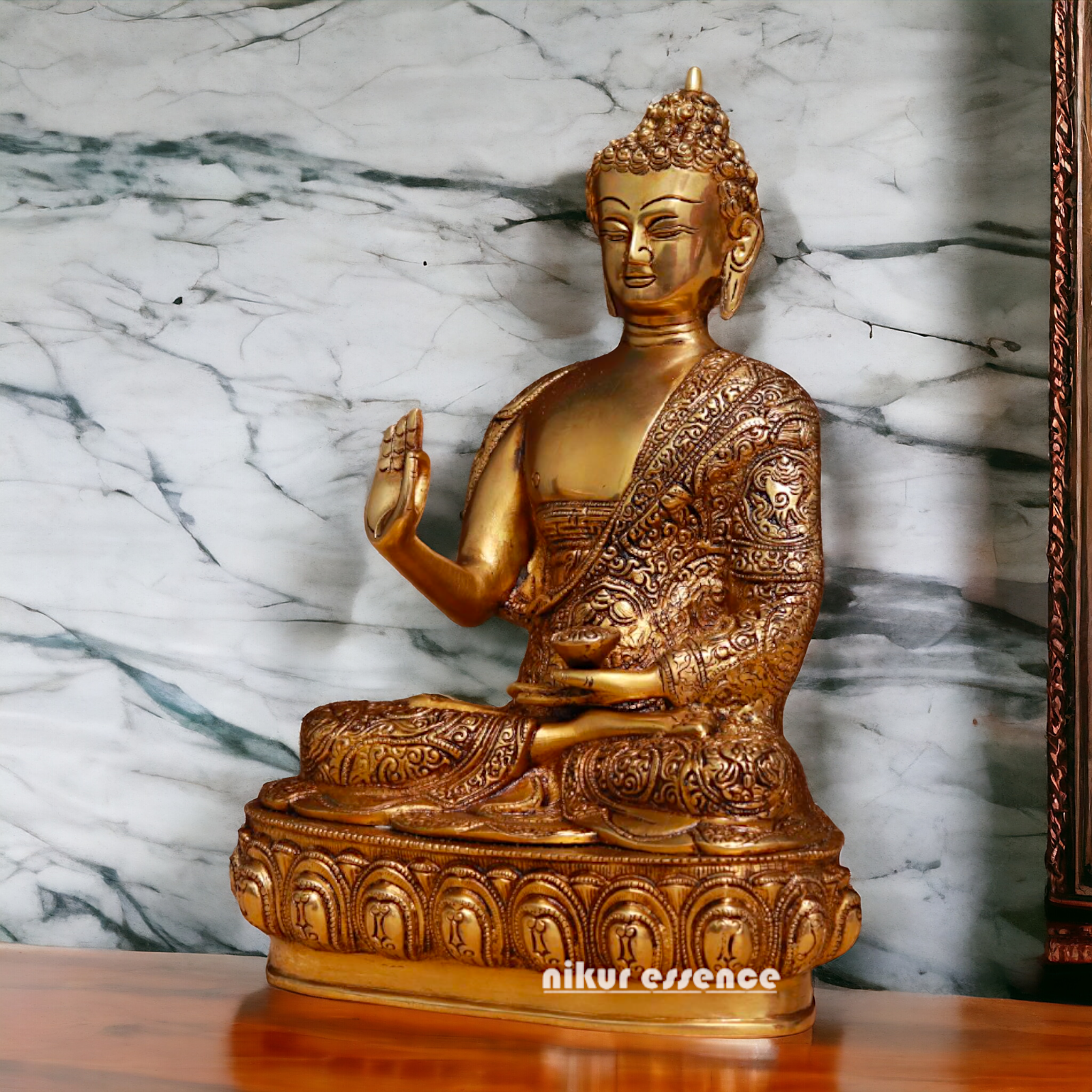 Buddha Sitting Pital Brass statue - 13.5 inches