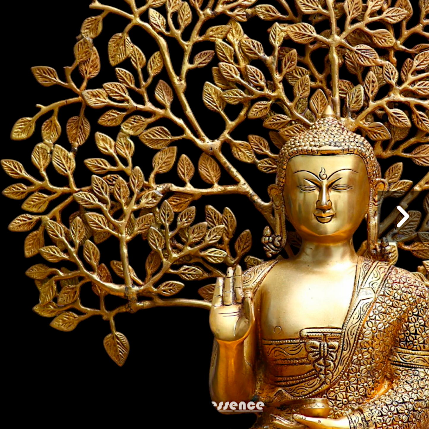 Big Buddha with Tree Brass idol - 25.3 inches