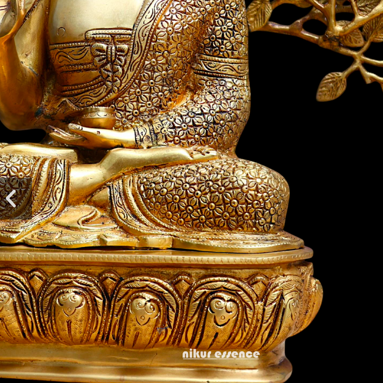 Big Buddha with Tree Brass idol - 25.3 inches