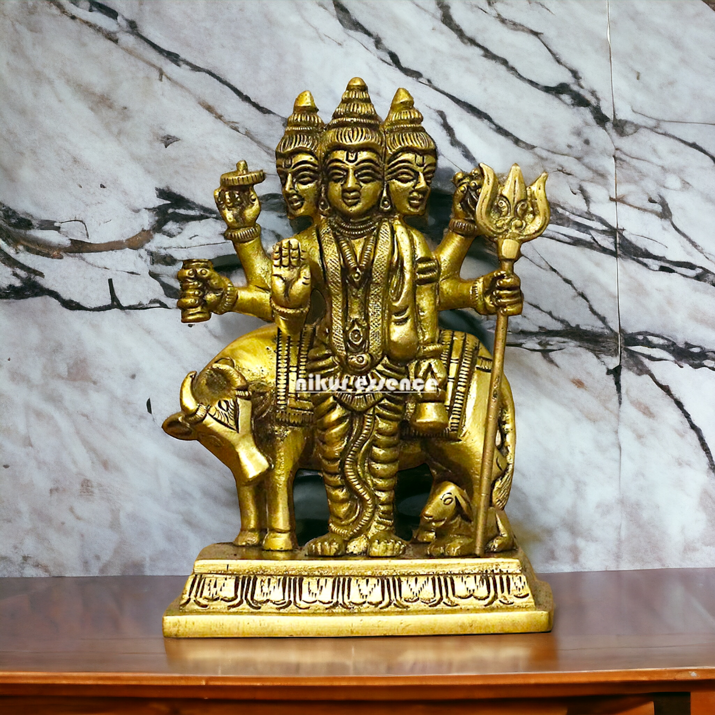 Antique Brass Dattatreya statue - 5 inches