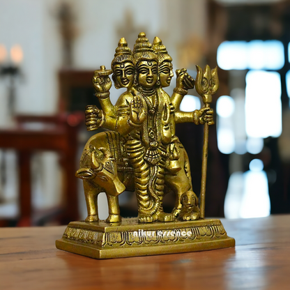 Antique Brass Dattatreya statue - 5 inches