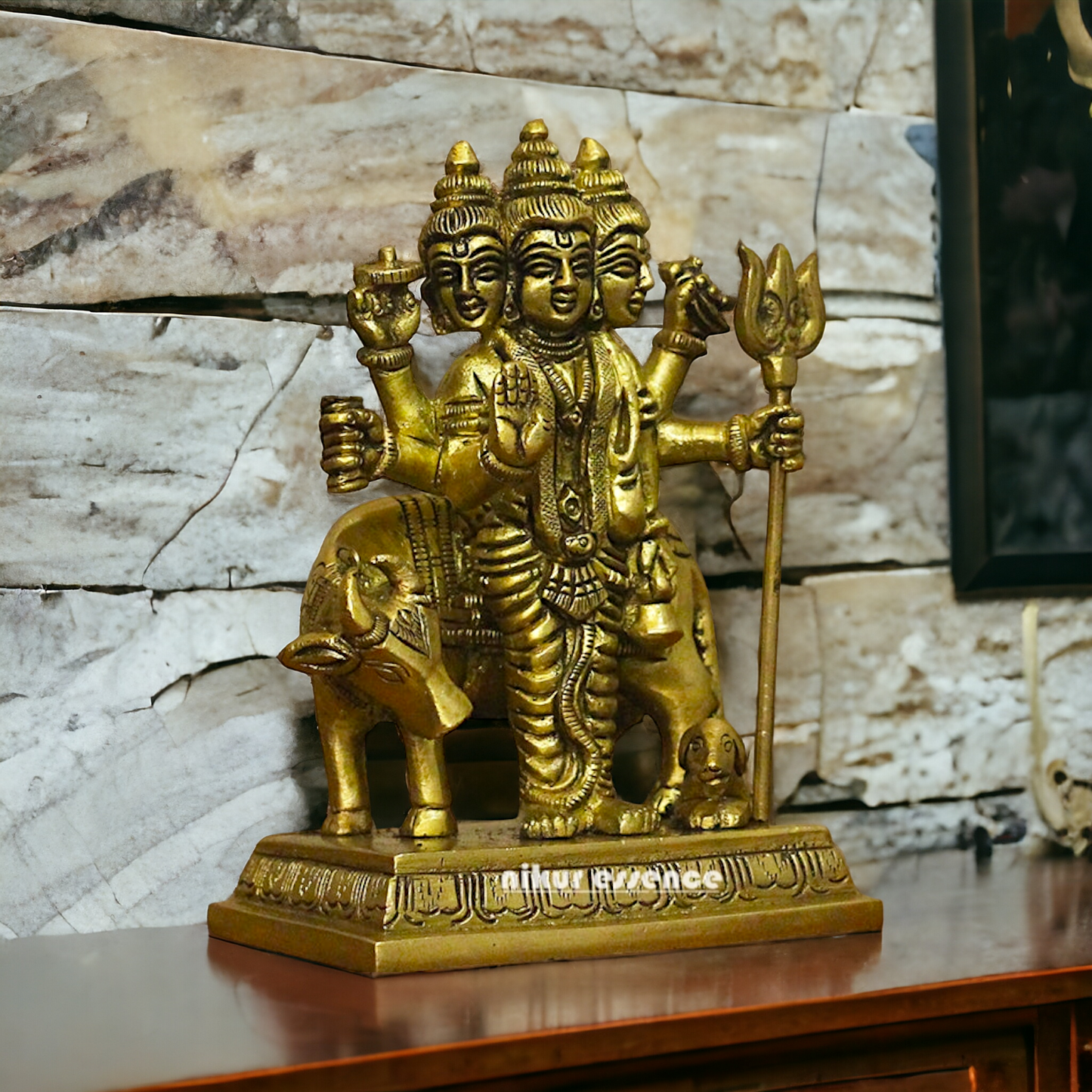 Antique Brass Dattatreya statue - 5 inches