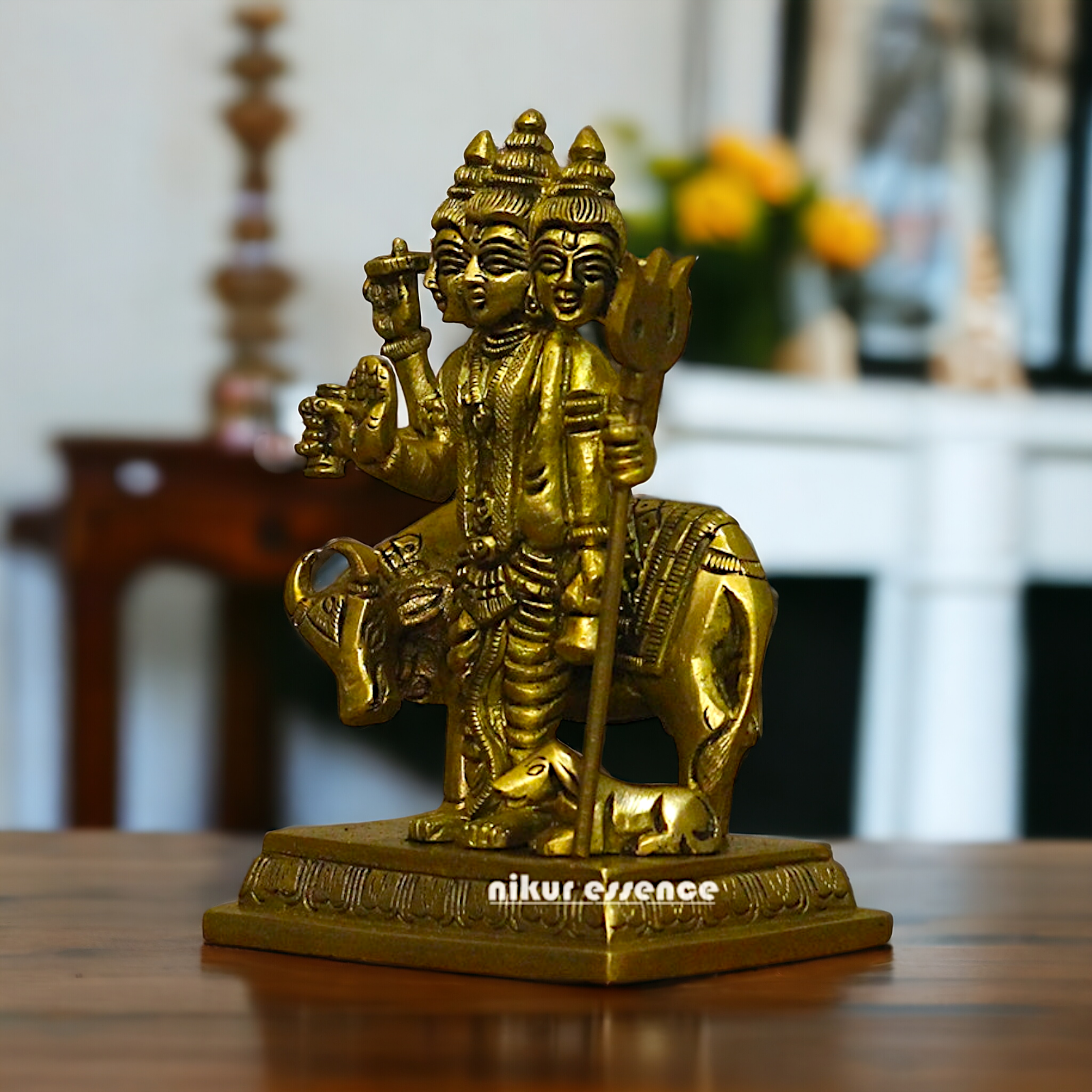 Antique Brass Dattatreya statue - 5 inches