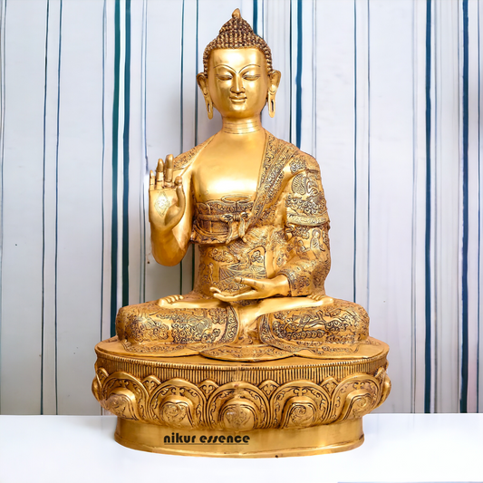 Pital Buddha Sitting with Blessing Brass idol - 3 Feet