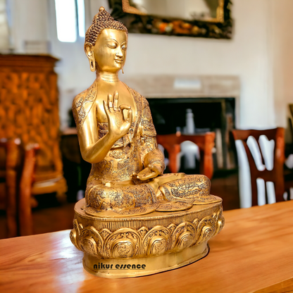 Pital Buddha Sitting with Blessing Brass idol - 3 Feet